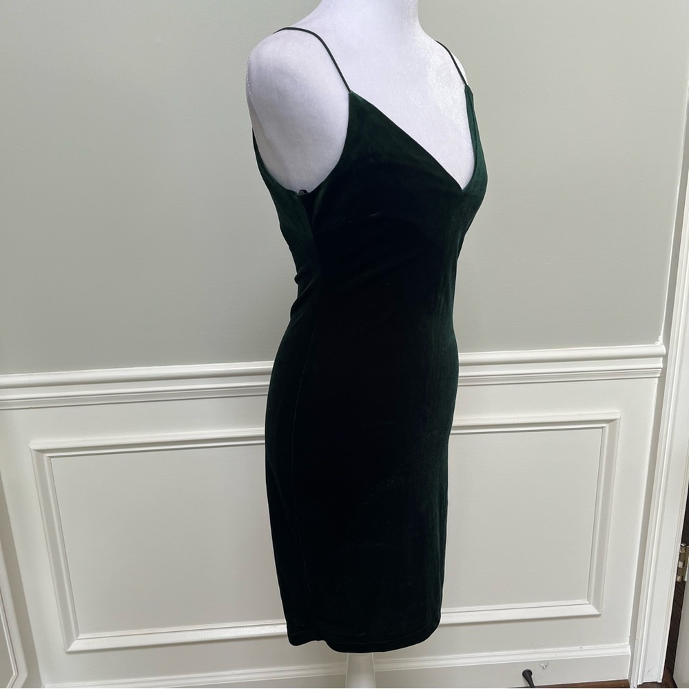 B. Smart Emerald Velvet Mini Dress M - Picture 2 of 6